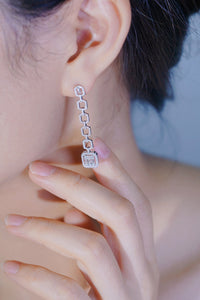 LUOWEND 18K White Gold Real Natural Diamond Drop Earrings for Women