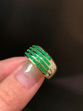 Load image into Gallery viewer, LUOWEND 18K Yellow Gold Natural Emerald Ring for Women
