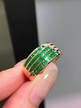 Load image into Gallery viewer, LUOWEND 18K Yellow Gold Natural Emerald Ring for Women
