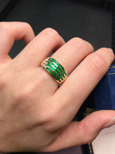 Load image into Gallery viewer, LUOWEND 18K Yellow Gold Natural Emerald Ring for Women
