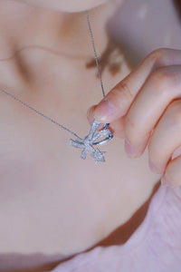 LUOWEND 18K White Gold Real Natural Diamond Pendant Necklace for Women