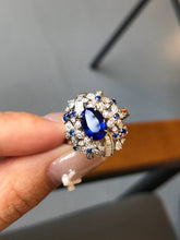 Load image into Gallery viewer, LUOWEND 18K White Gold Natural Sapphire Ring for Women

