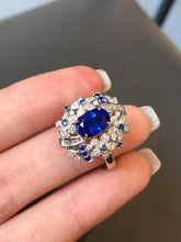 Load image into Gallery viewer, LUOWEND 18K White Gold Natural Sapphire Ring for Women
