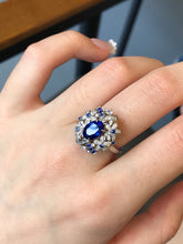 Load image into Gallery viewer, LUOWEND 18K White Gold Natural Sapphire Ring for Women
