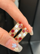 Load image into Gallery viewer, LUOWEND 18K Yellow Gold Natural Ruby Earrings for Women
