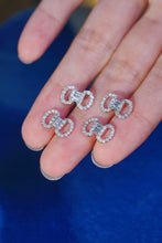 Load image into Gallery viewer, LUOWEND 18K White Gold Real Natural Diamond Stud Earrings for Women
