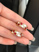 Load image into Gallery viewer, LUOWEND 18K Yellow Gold Natural Ruby Earrings for Women

