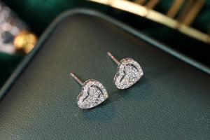 LUOWEND 18K White Gold Real Natural Diamond Stud Earrings for Women