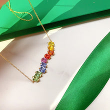 Load image into Gallery viewer, LUOWEND 18K Yellow Gold Natural Color Sapphire Necklace for Women
