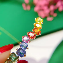 Load image into Gallery viewer, LUOWEND 18K Yellow Gold Natural Color Sapphire Necklace for Women

