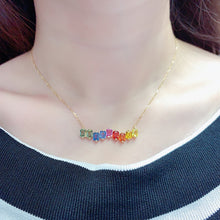 Load image into Gallery viewer, LUOWEND 18K Yellow Gold Natural Color Sapphire Necklace for Women
