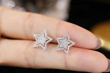 Load image into Gallery viewer, LUOWEND 18K White Gold Real Natural Diamond Stud Earrings for Women
