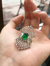 Load image into Gallery viewer, LUOWEND 18K White Gold Natural Emerald Ring for Women
