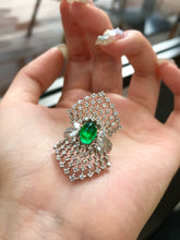 Load image into Gallery viewer, LUOWEND 18K White Gold Natural Emerald Ring for Women
