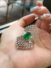 Load image into Gallery viewer, LUOWEND 18K White Gold Natural Emerald Ring for Women
