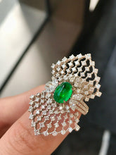 Load image into Gallery viewer, LUOWEND 18K White Gold Natural Emerald Ring for Women
