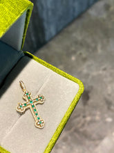 Load image into Gallery viewer, LUOWEND 18K Yellow Gold Natural Emerald Pendant for Women
