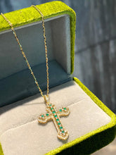Load image into Gallery viewer, LUOWEND 18K Yellow Gold Natural Emerald Pendant for Women
