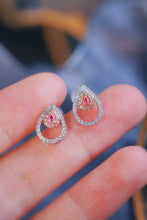 Load image into Gallery viewer, LUOWEND 18K White Gold Real Natural Pink Diamond Stud Earrings for Women
