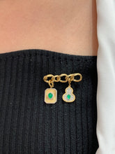 Load image into Gallery viewer, LUOWEND 18K Yellow Gold Natural Emerald Pendant
