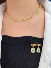 Load image into Gallery viewer, LUOWEND 18K Yellow Gold Natural Emerald Pendant
