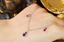 Load image into Gallery viewer, LUOWEND 18K White Gold Real Natural Ruby Shiny Diamond Gemstone Necklace for Women
