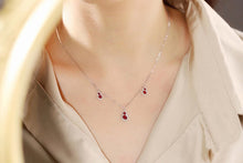 Load image into Gallery viewer, LUOWEND 18K White Gold Real Natural Ruby Shiny Diamond Gemstone Necklace for Women
