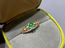 Load image into Gallery viewer, LUOWEND 18K Yellow Gold Natural Emerald Ring for Women
