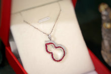 Load image into Gallery viewer, LUOWEND 18K White Gold Real Natural Ruby and Diamond Gemstone Necklace for Women
