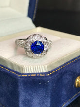 Load image into Gallery viewer, LUOWEND 18K White Gold Natural Sapphire Ring for Women
