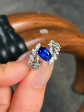 Load image into Gallery viewer, LUOWEND 18K White Gold Natural Sapphire Ring for Women

