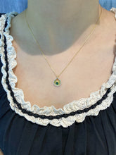 Load image into Gallery viewer, LUOWEND 18K Yellow Gold Natural Emerald Necklace for Women
