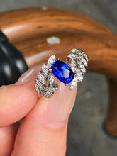 Load image into Gallery viewer, LUOWEND 18K White Gold Natural Sapphire Ring for Women

