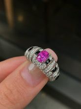 Load image into Gallery viewer, LUOWEND 18K White Gold Natural Purple Sapphire Ring for Women

