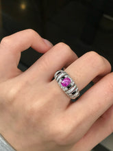 Load image into Gallery viewer, LUOWEND 18K White Gold Natural Purple Sapphire Ring for Women
