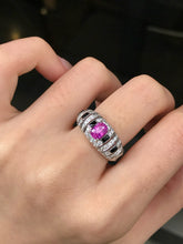 Load image into Gallery viewer, LUOWEND 18K White Gold Natural Purple Sapphire Ring for Women
