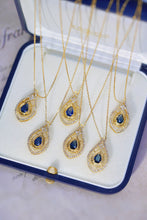 Load image into Gallery viewer, LUOWEND 18K Yellow Gold Real Natural Sapphire and Diamond Gemstone Necklace for Women
