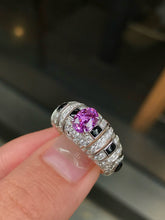 Load image into Gallery viewer, LUOWEND 18K White Gold Natural Purple Sapphire Ring for Women
