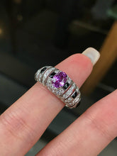 Load image into Gallery viewer, LUOWEND 18K White Gold Natural Purple Sapphire Ring for Women
