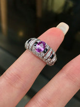 Load image into Gallery viewer, LUOWEND 18K White Gold Natural Purple Sapphire Ring for Women
