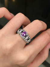 Load image into Gallery viewer, LUOWEND 18K White Gold Natural Purple Sapphire Ring for Women
