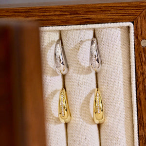 LUOWEND 18K White or Yellow Gold Real Natural Diamond Hoop Earrings for Women