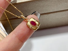 Load image into Gallery viewer, LUOWEND 18K Yellow Gold Natural Ruby Pendant for Women
