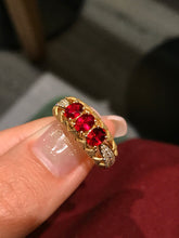 Load image into Gallery viewer, LUOWEND 18K Yellow Gold Natural Ruby Ring for Women
