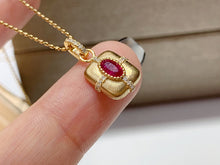 Load image into Gallery viewer, LUOWEND 18K Yellow Gold Natural Ruby Pendant for Women

