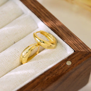 LUOWEND 18K White or Yellow Gold Real Natural Diamond Hoop Earrings for Women
