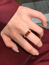Load image into Gallery viewer, LUOWEND 18K Yellow Gold Natural Ruby Ring for Women
