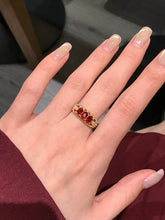 Load image into Gallery viewer, LUOWEND 18K Yellow Gold Natural Ruby Ring for Women
