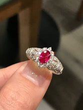 Load image into Gallery viewer, LUOWEND 18K White Gold Natural Ruby Ring for Women
