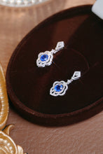 Load image into Gallery viewer, LUOWEND 18K White Gold Real Natural Diamond Natural Sapphire Earrings for Women
